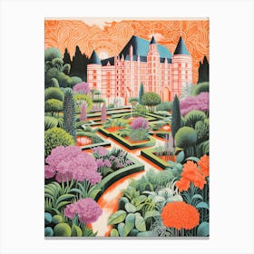 Chateau De Villandry Gardens Abstract Riso Style 2 Canvas Print