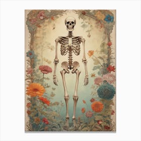 Botanical Skeleton Vintage Painting (1) Canvas Print