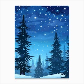 Winter Forest At Night Canvas Print