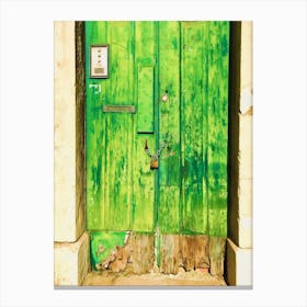 Rotting Green Painted Wooden Door Canvas Print