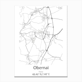 Obernai,France Minimalist Map Canvas Print