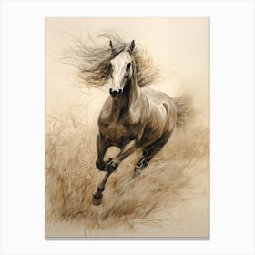 A Horse Painting In The Style Of Dry Brushing 2 Canvas Print