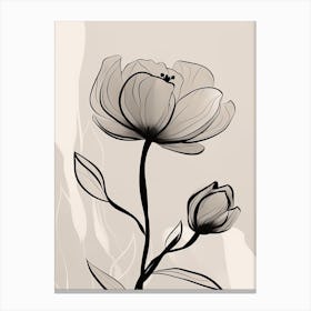 Line Art Tulips Flowers Illustration Neutral 7 Canvas Print