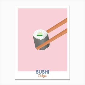 Sushi And Chopsticks Tokyo Canvas Print