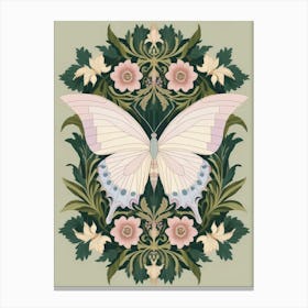 Butterfly And Flowers Style William Morris Canvas Print