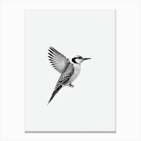 Woodpecker B&W Pencil Drawing 3 Bird Canvas Print