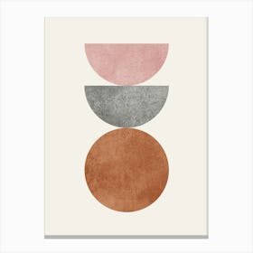 The Balance - Scandinavian Half-moon Circle Abstract Minimalist - Pink Grey Brown Canvas Print