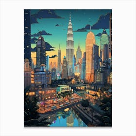 Kuala Lumpur Pixel Art 3 Canvas Print