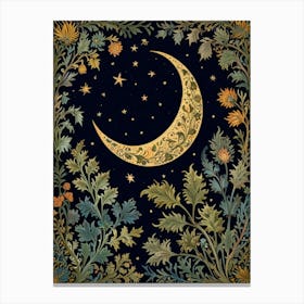 Moon And Stars Style William Morris Art Print 5 Canvas Print