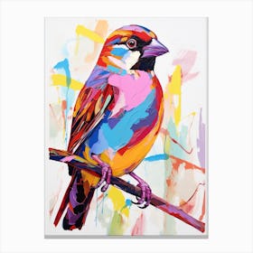Colourful Bird Painting House Sparrow 4 Canvas Print
