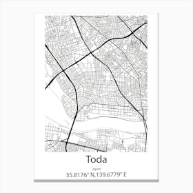 Toda,Japan Minimalist Map Leinwandbilder