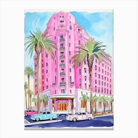The Beverly Wilshire Beverly Hills   Beverly Hills, California   Resort Storybook Illustration 4 Canvas Print