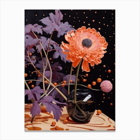 Surreal Florals Cineraria 4 Flower Painting Canvas Print