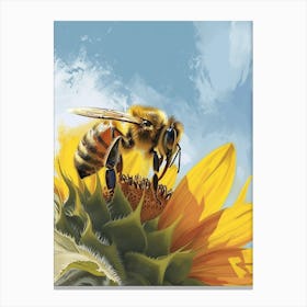 European Honey Bee Storybook Illustration 7 Canvas Print