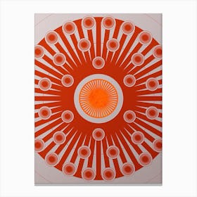 Geometric Abstract Glyph Circle Array in Tomato Red n.0117 Canvas Print