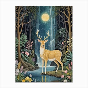 Deer In The Magical Forest Canvas Print