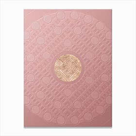 Geometric Gold Glyph on Circle Array in Pink Embossed Paper n.0022 Canvas Print