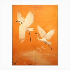 Two Cranes In Flight Canvas Print