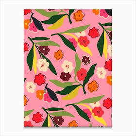 Retro Floral Fields Canvas Print