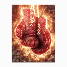 Classic Boxing Gloves On Fire Canvas Print