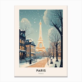 Winter Night  Travel Poster Paris France 4 Canvas Print