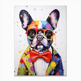 French Bulldog With Glasses Pop Art Inspired Canvas Print