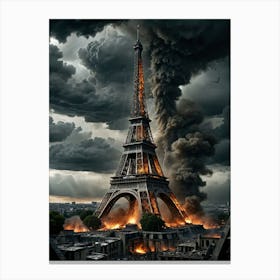 Eiffel Tower Lightning Canvas Print