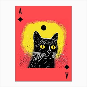 Playing Cards Cat 9 Pink And Black Canvas Print