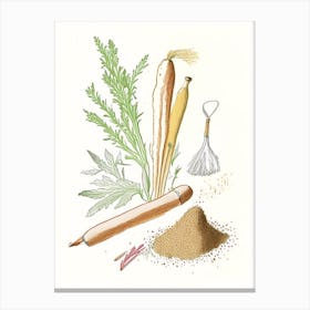 Horseradish Spices And Herbs Pencil Illustration 3 Canvas Print