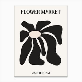 B&W Flower Market Poster Amsterdam Canvas Print