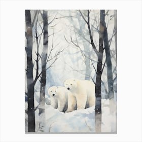 Winter Watercolour Polar Bear 2 Canvas Print