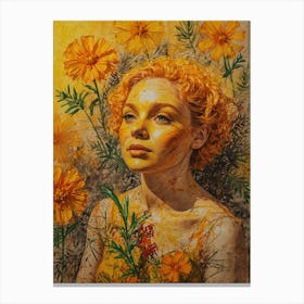 Girl With Flowers 3 Canvas Print