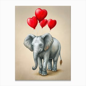 Elephant With Balloons Canvas Print