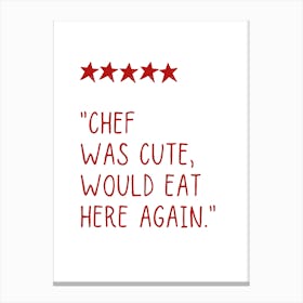 Food Review Red Print Canvas Print