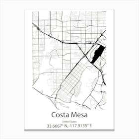 Costa Mesa,United States Minimalist Map Canvas Print