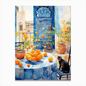 Table With Oranges Canvas Print