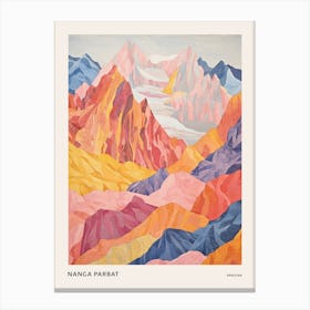 Nanga Parbat Pakistan 4 Colourful Mountain Illustration Poster Canvas Print