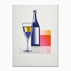 Champagne Picasso 2 Line Drawing Cocktail Poster Canvas Print