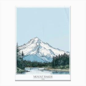 Mount Baker Usa Color Line Drawing 8 Poster Canvas Print