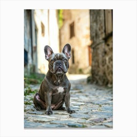 French Bulldog In The Street Canvas Print