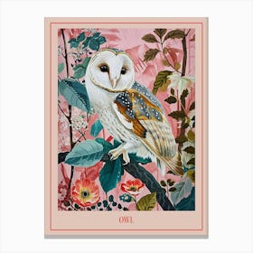 Floral Animal Painting Owl 3 Poster Canvas Print