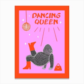 Dancing Queen Illustrated Disco Gorilla Canvas Print