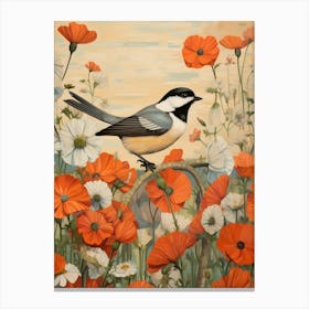 Carolina Chickadee 2 Detailed Bird Painting Canvas Print