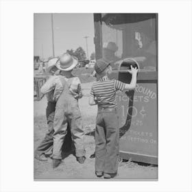 Farm Boys Buy Tickets For Ride At The Carnival On The Fourth Of July, Vale, Oregon By Russell Lee Canvas Print