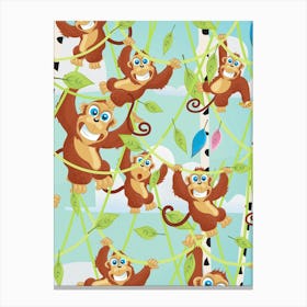 Monkeys In The Jungle Canvas Print