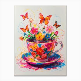 Teacup With Butterflies 3 Canvas Print