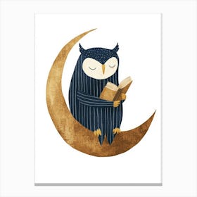 Kids Owl on the moon Canvas Print