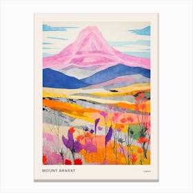 Mount Ararat Turkey 1 Colourful Mountain Illustration Poster Canvas Print