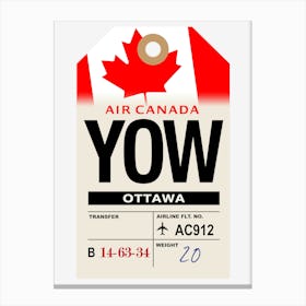 Ottawa (YOW) Ontario, Canada Vintage Airline Luggage Tag Canvas Print