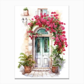 Dubrovnik, Croatia   Mediterranean Doors Watercolour Painting 4 Canvas Print